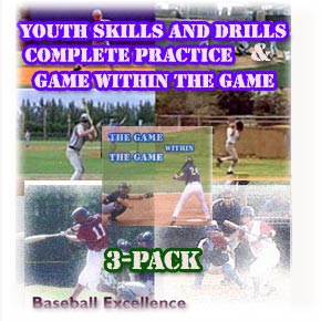 3 in 1 Package – (Youth Skills and Special Drills, The Game Within the Game, The Complete Baseball Practice)